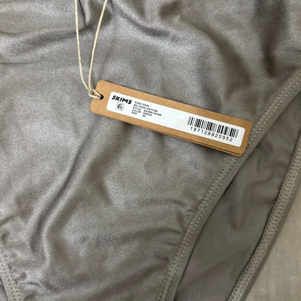 SKIMS SHINE SWIM MID WAIST BOTTOM SMOKE